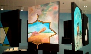Tightrope (2012) Acrylic on canvas, LCD Monitors by Yona Verwer Courtesy Yeshiva University Museum 