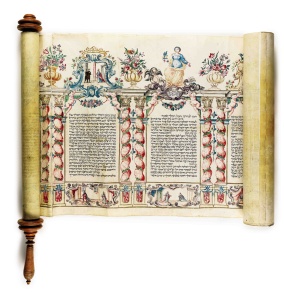 Monumental Illuminated Esther Scroll (mid 18th century) Photo: The Israel Museum, Jerusalem: Elie Posner Courtesy Sotheby’s 