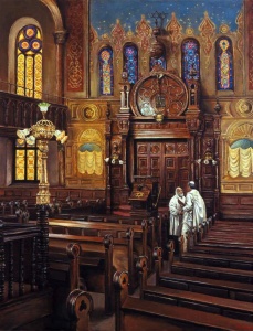 Eldridge Street Synagogue; oil on canvas by Harry McCormick Courtesy Chassidic Art Institute 