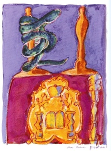 Good and Evil (2007) gouache and colored pencil painting by Mark Podwal Courtesy Fallen Angels by Harold Bloom – Yale University Press 