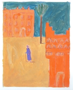 King Solomon Wandering (1999) gouache and colored pencil painting by Mark Podwal Courtesy King Solomon and His Magic Ring by Elie Wiesel – Greenwillow Books 