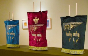Torah Covers (2011) by Mark Podwal Fabricated by Penn and Fletcher Courtesy Yeshiva University Museum 