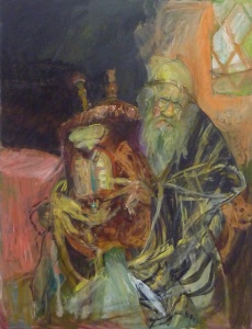 Jew with Torah (#9) (mid 1980’s – early 1990’s), oil on canvas by Hyman Bloom Courtesy White Box and Estate of Hyman Bloom 