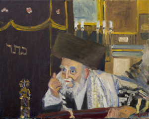 Rabbi's Discourse (16 x 20), oil on canvas by Eli Frucht Courtesy the artist 