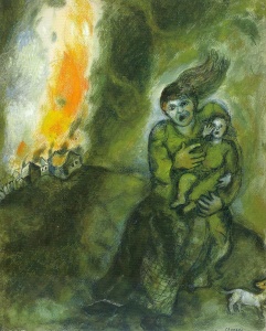 Fire in the Snow (1942); Gouache on paper by Marc Chagall Collection: Amy and Eric Huck, Lewisberry, Pennsylvania