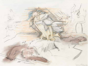David and Goliath, (1982) graphite and colored pencil on paper by Larry Rivers Courtesy Bonhams