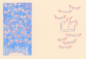 Letters Soaring 1240 (2013) acrylic, gouache, colored pencil on paper by Mark Podwal Courtesy the artist
